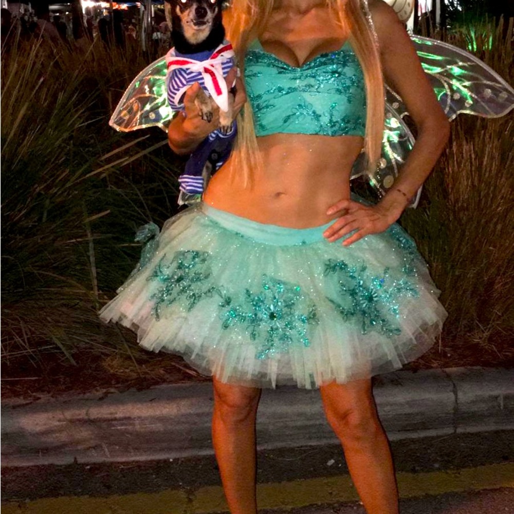 2 piece teal ballet fairy outfit tutu & top/ Halloween